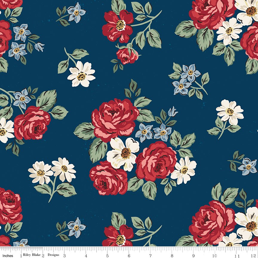 Fabric Riley Blake Oxford Floral Independence 108" Wide Back by the Quarter Yard WB17339-OXFORD
