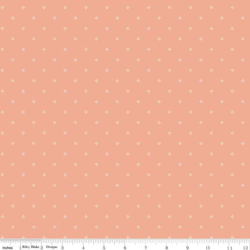 Fabric Riley Blake Peach Dots Rose & Violet's Bouquet des Fleurs by the Quarter Yard C17294-PEACH