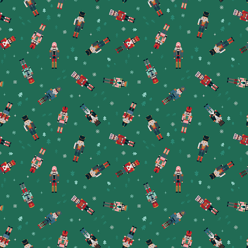 Fabric Riley Blake Pine Nutcracker Toss Nutcracker Tradition by the Quarter Yard CD17672-PINE