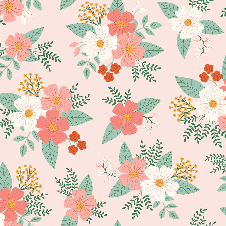 Fabric Riley Blake Pink Floral Meadow Moments Designer Flannel by the Quarter Yard F17511-PINK