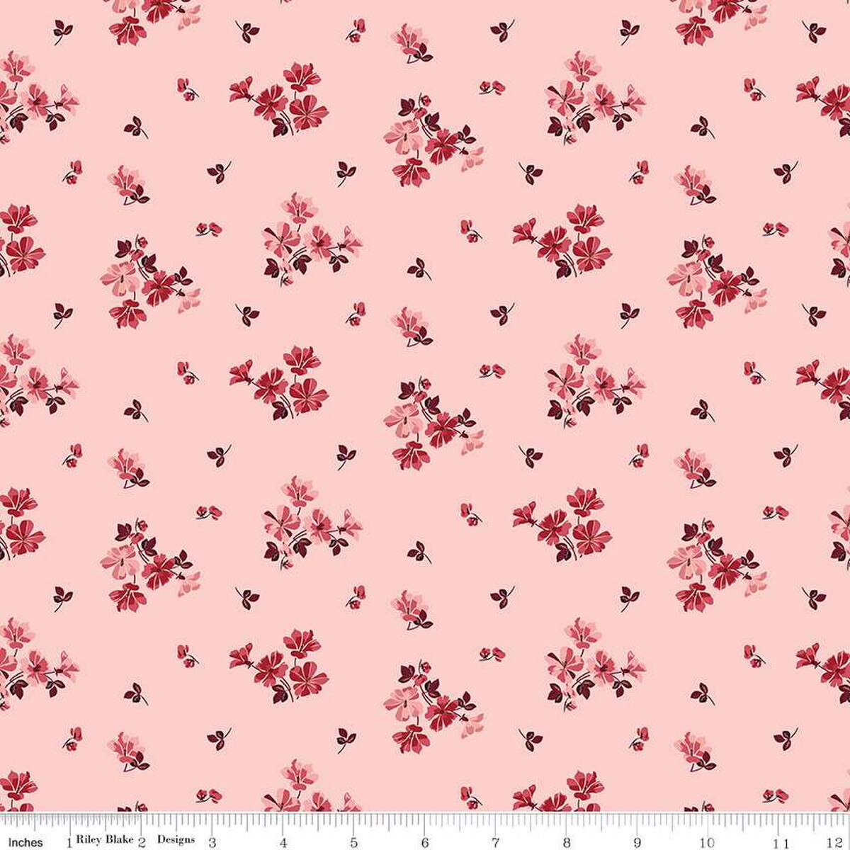 Fabric Riley Blake Pink Flower Toss Love You Always by the Quarter Yard C16871-PINK