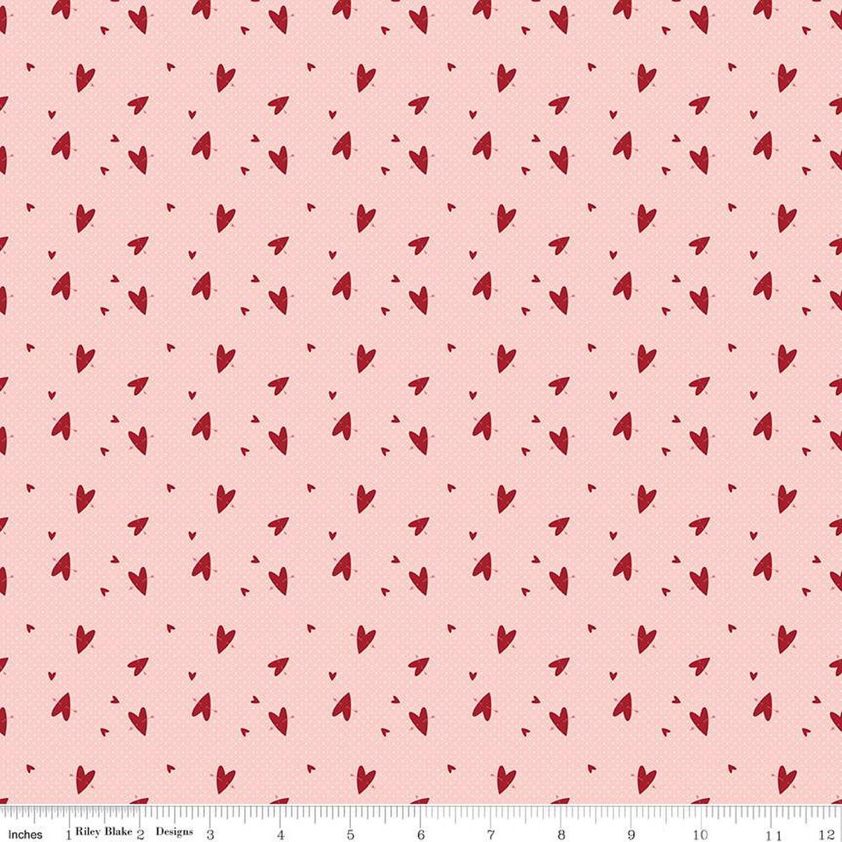 Fabric Riley Blake Pink Hearts Love You Always by the Quarter Yard C16874-PINK