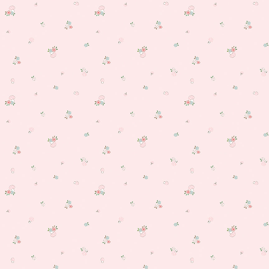 Fabric Riley Blake Pink Mushrooms Whimsical Woodland by the Quarter Yard C17644-PINK