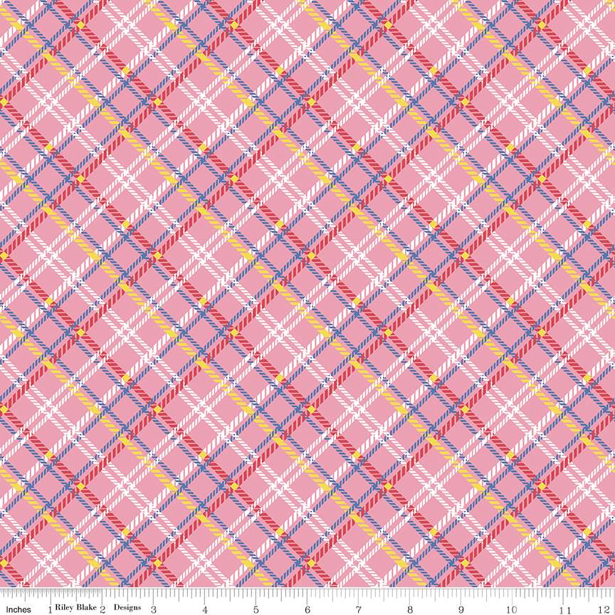Fabric Riley Blake Pink Plaid Simple Pleasures by the Quarter Yard C16651-PINK