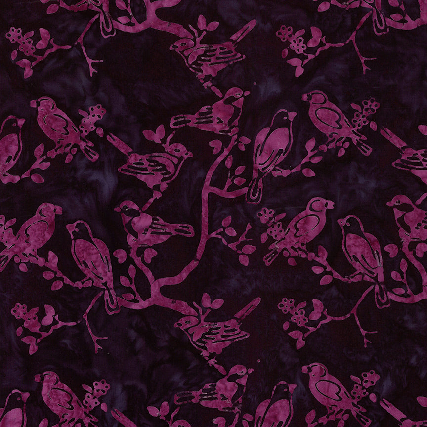 Fabric Riley Blake Plum Dressing Backyard Birds Expressions Batiks by the Quarter Yard BT23581-189