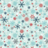 Pattern of colorful snowflakes on a light blue background