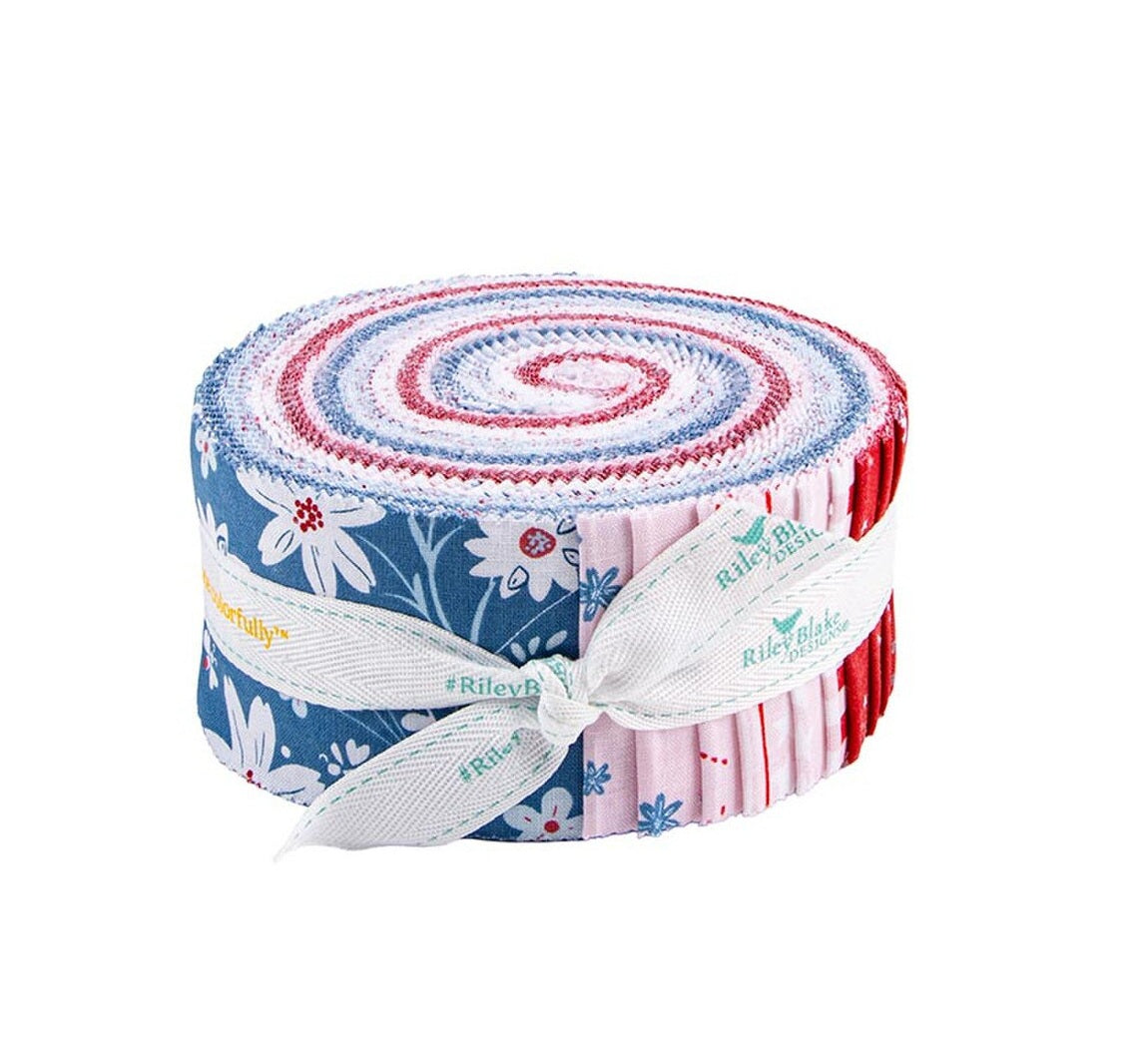 Fabric Riley Blake Precuts Firework Fields 2.5" Strip Rolie Polie RP-17580-40