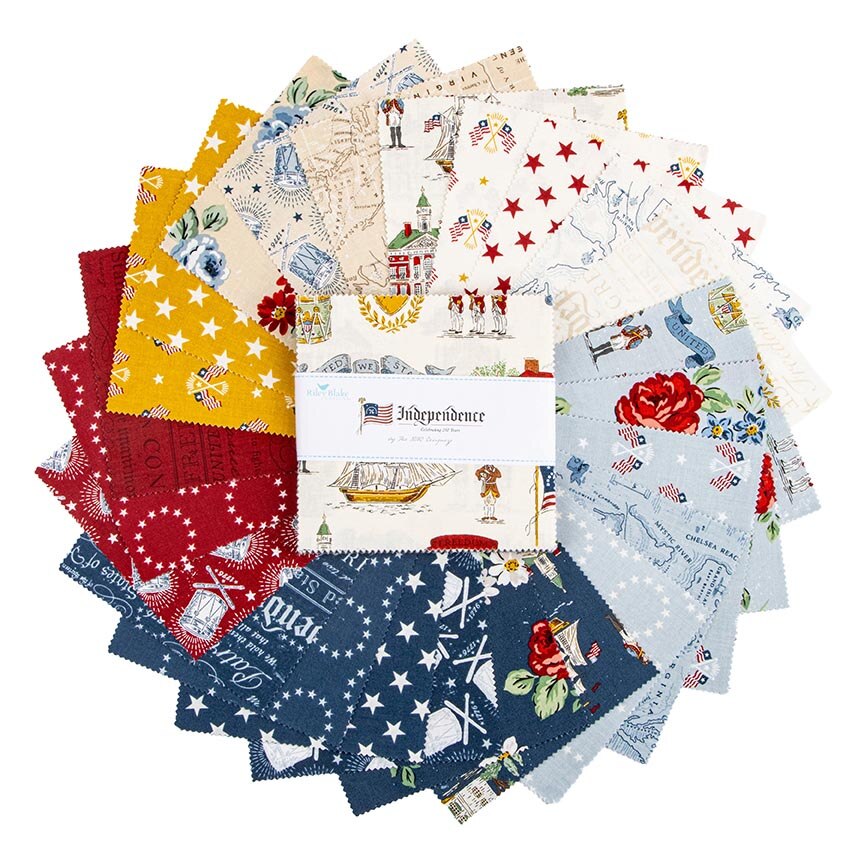 Collection of fabric swatches with various patterns on a white background