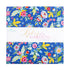 Floral fabric bundle with 'Kipling Gardens' design by Lily Ashbury on a blue background