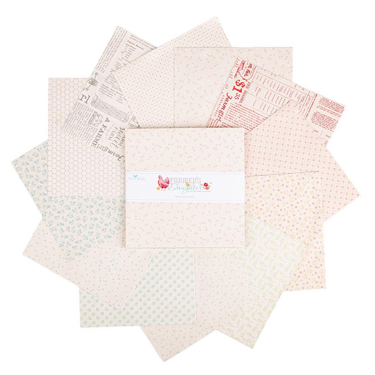 Fabric Riley Blake Precuts Lori Holt Farmer's Daughter Backgrounds 42pc 10" Stacker 10-17160B-42