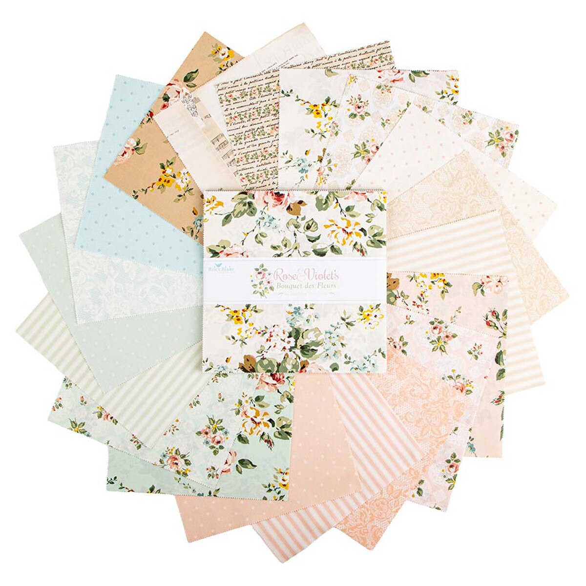 Fabric Riley Blake Precuts Rose & Violet's Bouquet des Fleurs 42pc 10" Stackers 10-17290-42