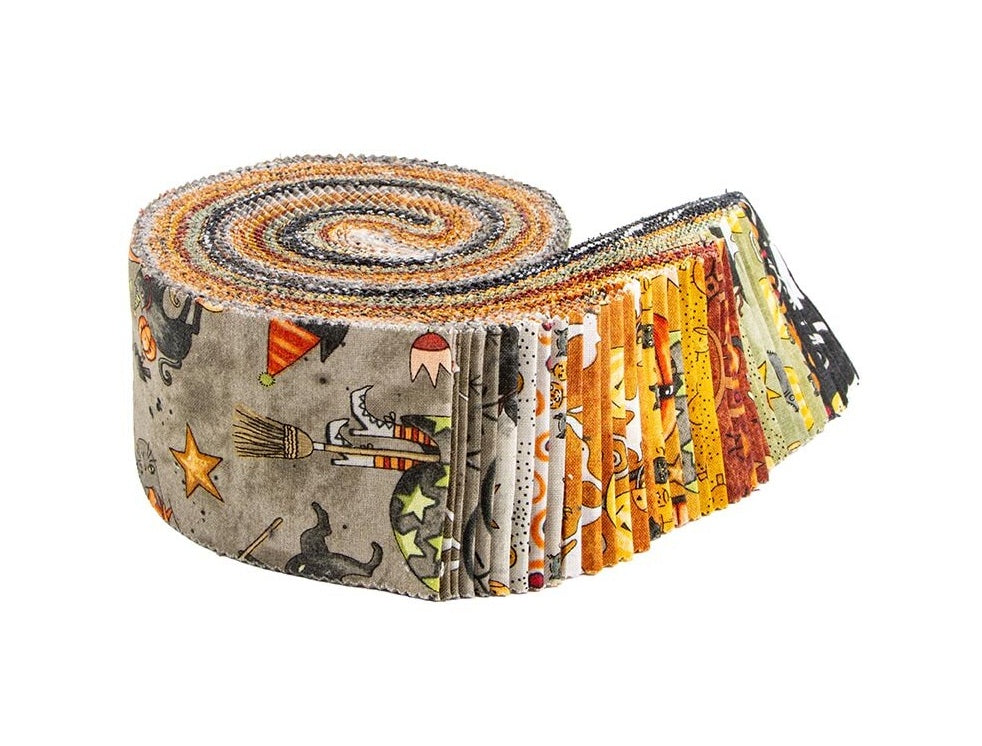 Fabric Riley Blake Precuts Spooky 40pc 2.5" Strip Rolie Polie RP-17570-40