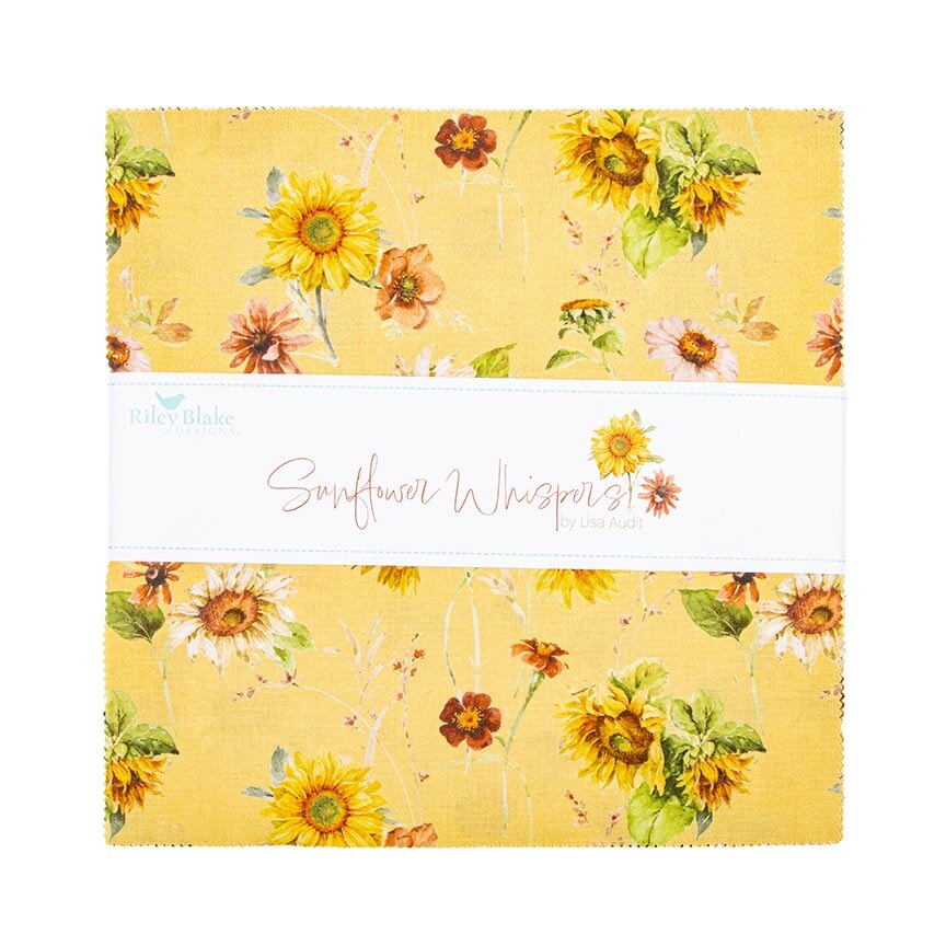Fabric Riley Blake Precuts Sunflower Whispers 10" Stacker 10-16670-42