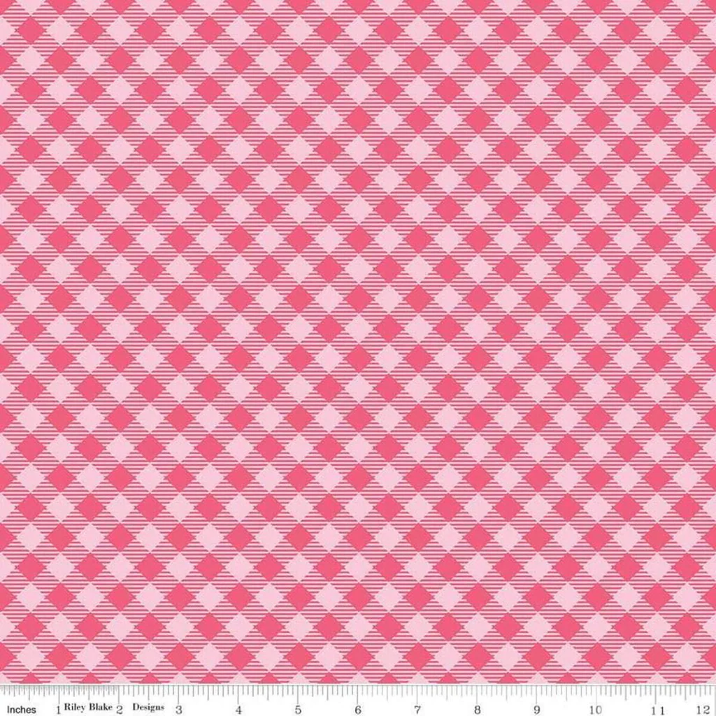 Fabric Riley Blake Raspberry Gingham Bee Basics by the Quarter Yard C6400-RASPBERRY