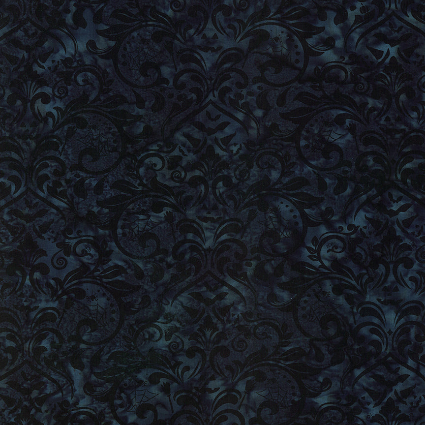 Dark blue textured patterned fabric