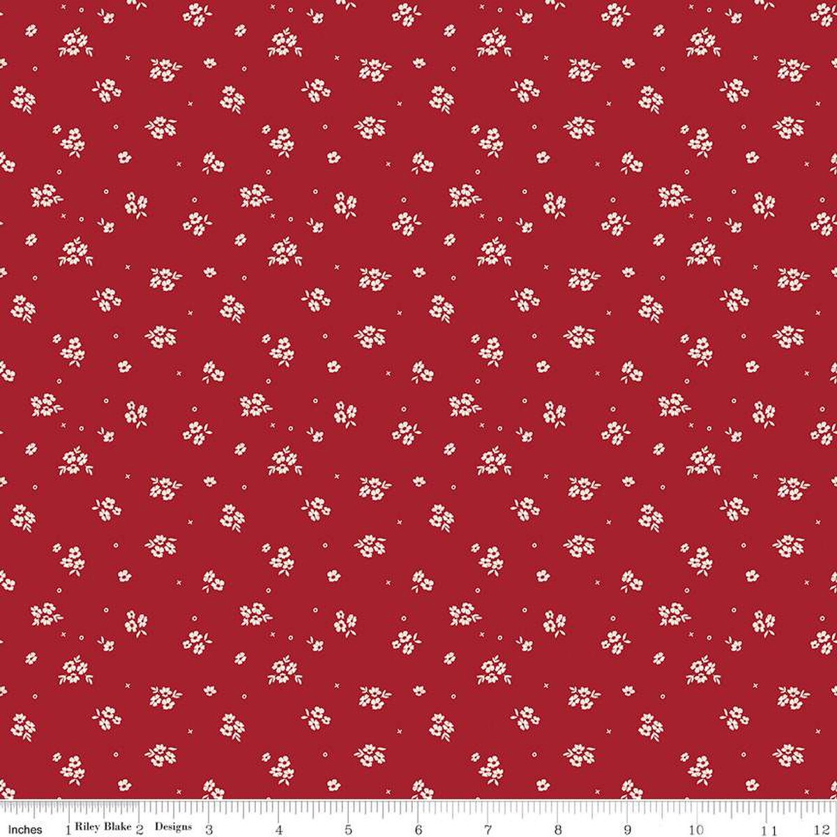 Fabric Riley Blake Red Ditsy Love You Always by the Quarter Yard C16875-RED