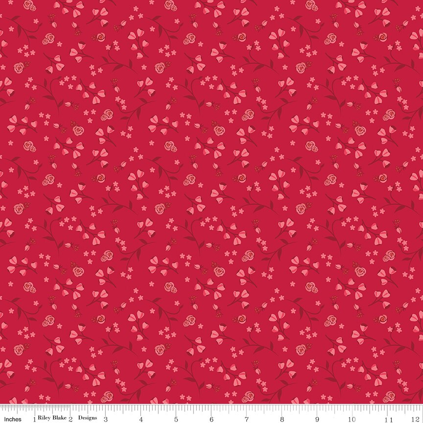 Fabric Riley Blake Red Floral Front Porch by the Quarter Yard C17215-RED