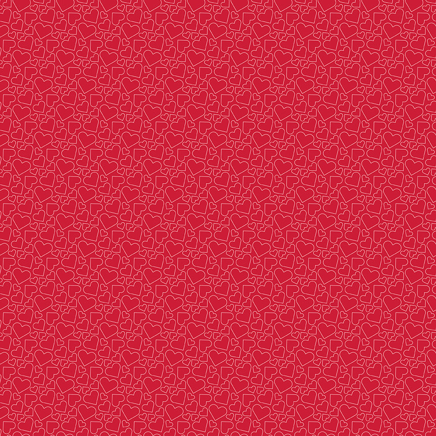 Fabric Riley Blake Red Heart Outlines Seasonal Basics by the Quarter Yard C762-RED