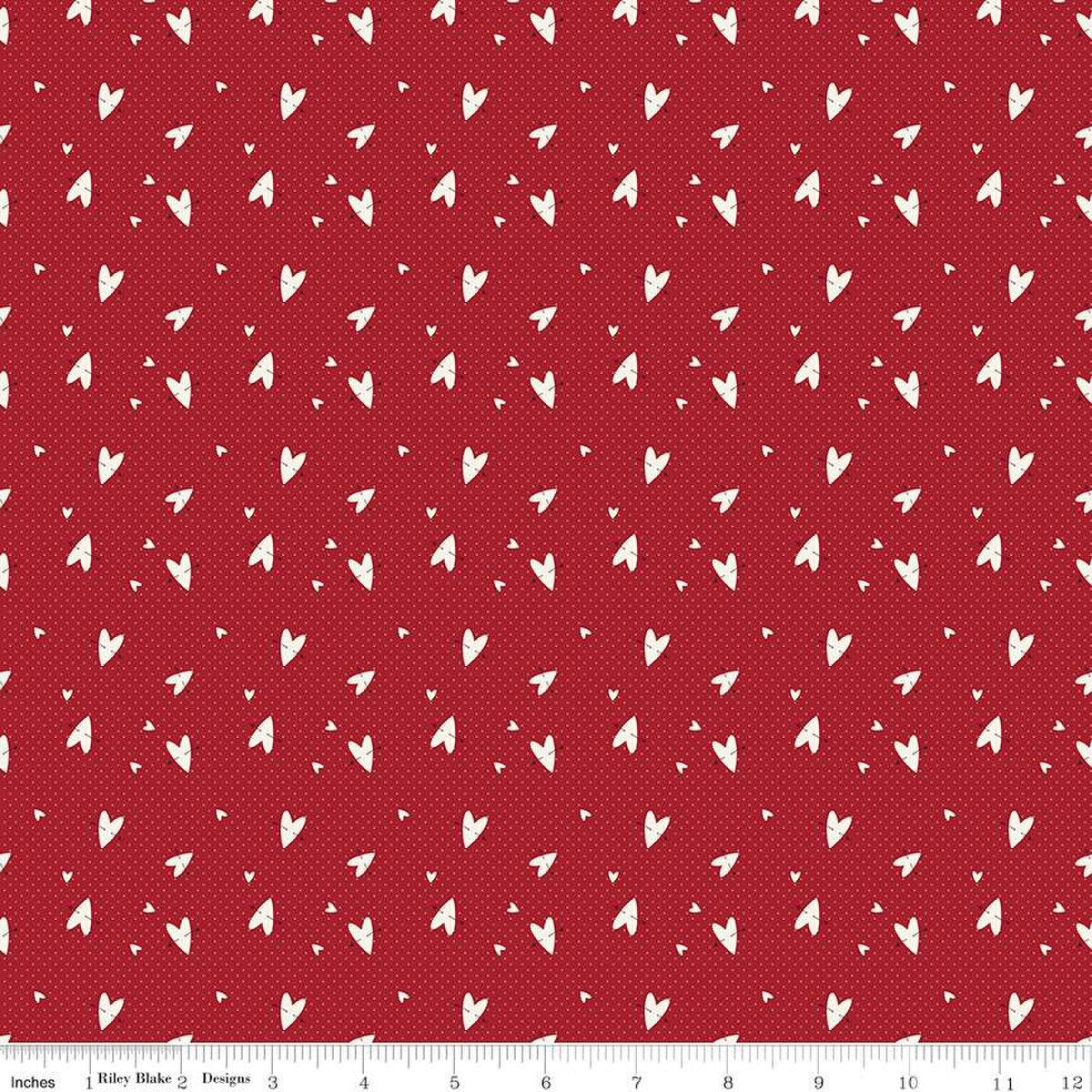 Fabric Riley Blake Red Hearts Love You Always by the Quarter Yard C16874-RED