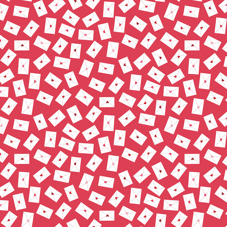 Fabric Riley Blake Red Love Notes Seasonal Basics by the Quarter Yard C763-RED