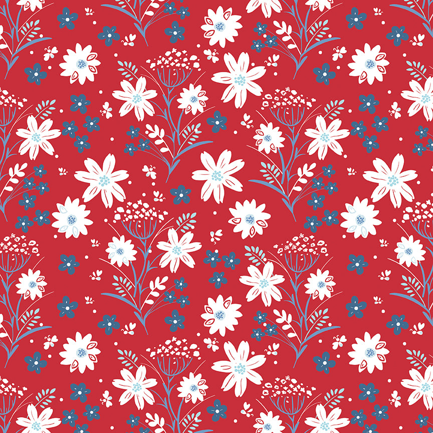Fabric Riley Blake Red Main Firework Fields by the Quarter Yard C17580-RED