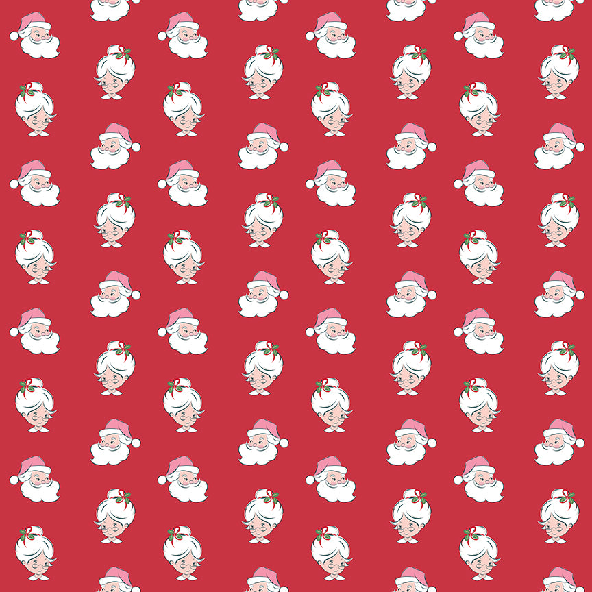 Fabric Riley Blake Red Santa Heads Claus & Co. by the Quarter Yard C17744-RED