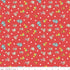 Patterned fabric with cartoon characters on a red background with white polka dots