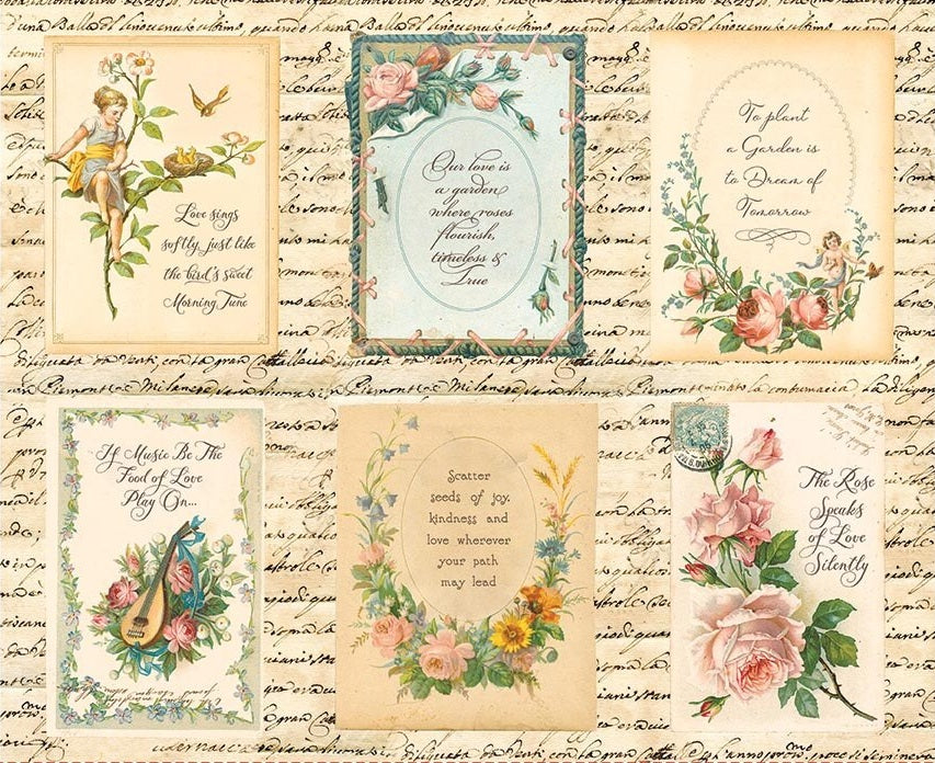 Fabric Riley Blake Rose Garden Rose & Violet's Bouquet des Fleurs Quilting Panel PD17298-PANEL