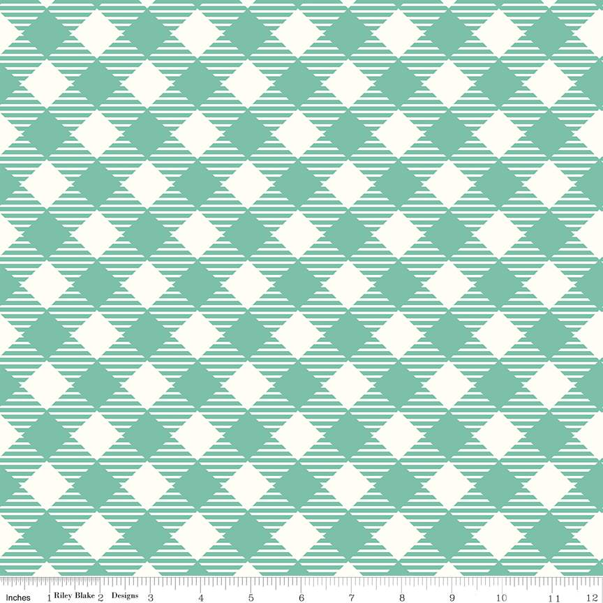 Fabric Riley Blake Sea Glass Bee Ginghams 108" Wide Back by the Quarter Yard WB12562­-SEAGLASS