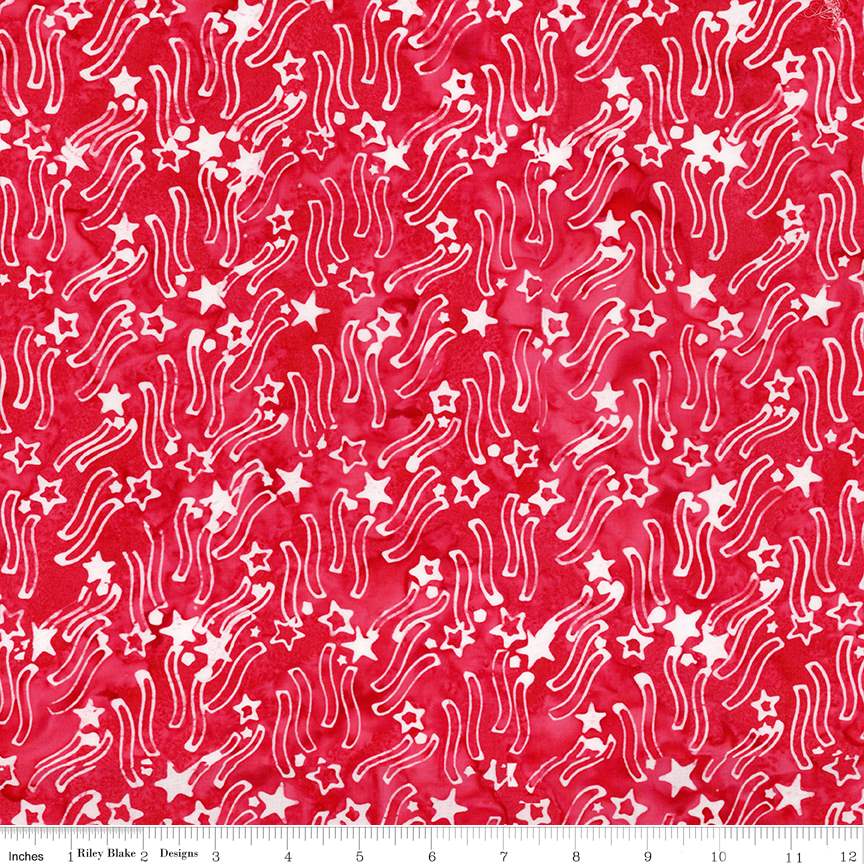 Fabric Riley Blake Soft Red Shooting Stars Expressions Batiks Let Freedom Reign by the Quarter Yard BT23195-210