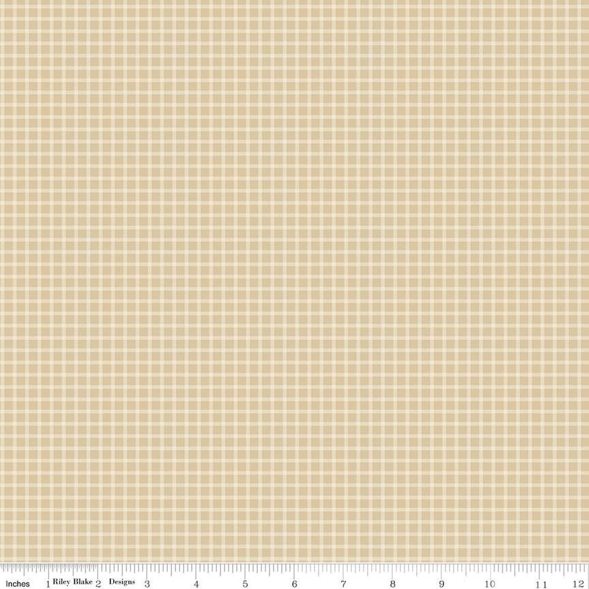 Fabric Riley Blake Tan Explorer Plaid-Venture Club by the Quarter Yard C17048-TAN