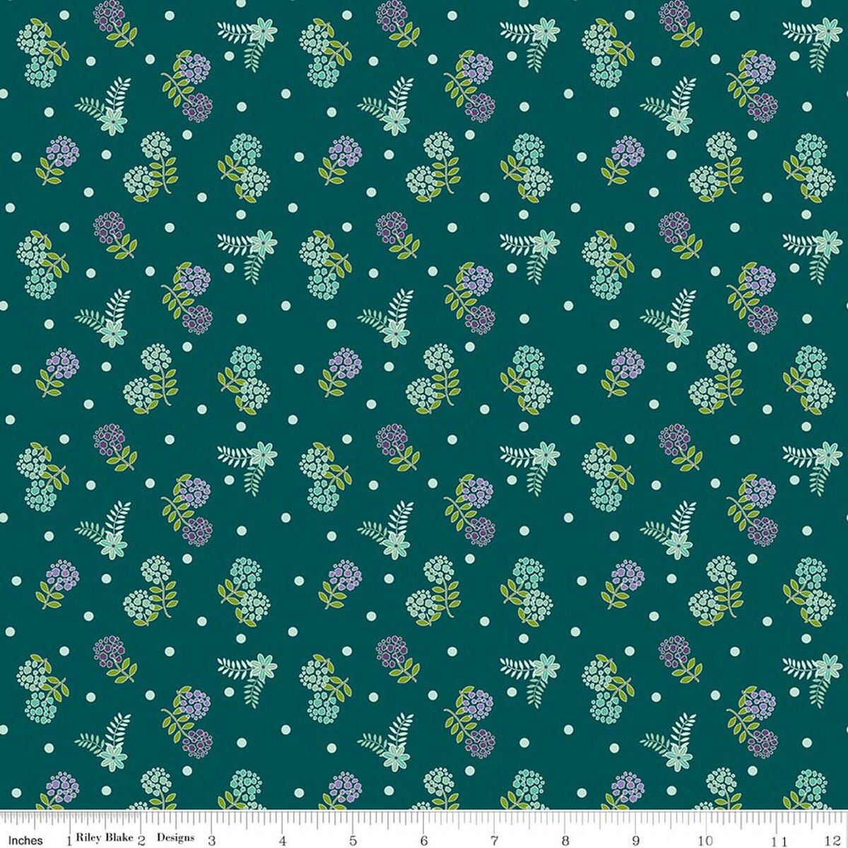 Fabric Riley Blake Teal Blossoms Awakening by the Quarter Yard C17104-TEAL