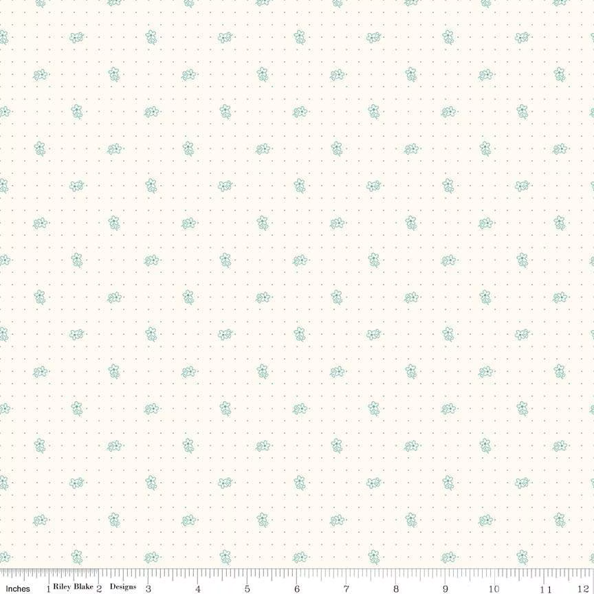 Fabric Riley Blake Teal Daisy Dots Bee Backgrounds by the Quarter Yard C6380-TEAL