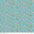 Fabric with cartoon characters on a blue background with white polka dots
