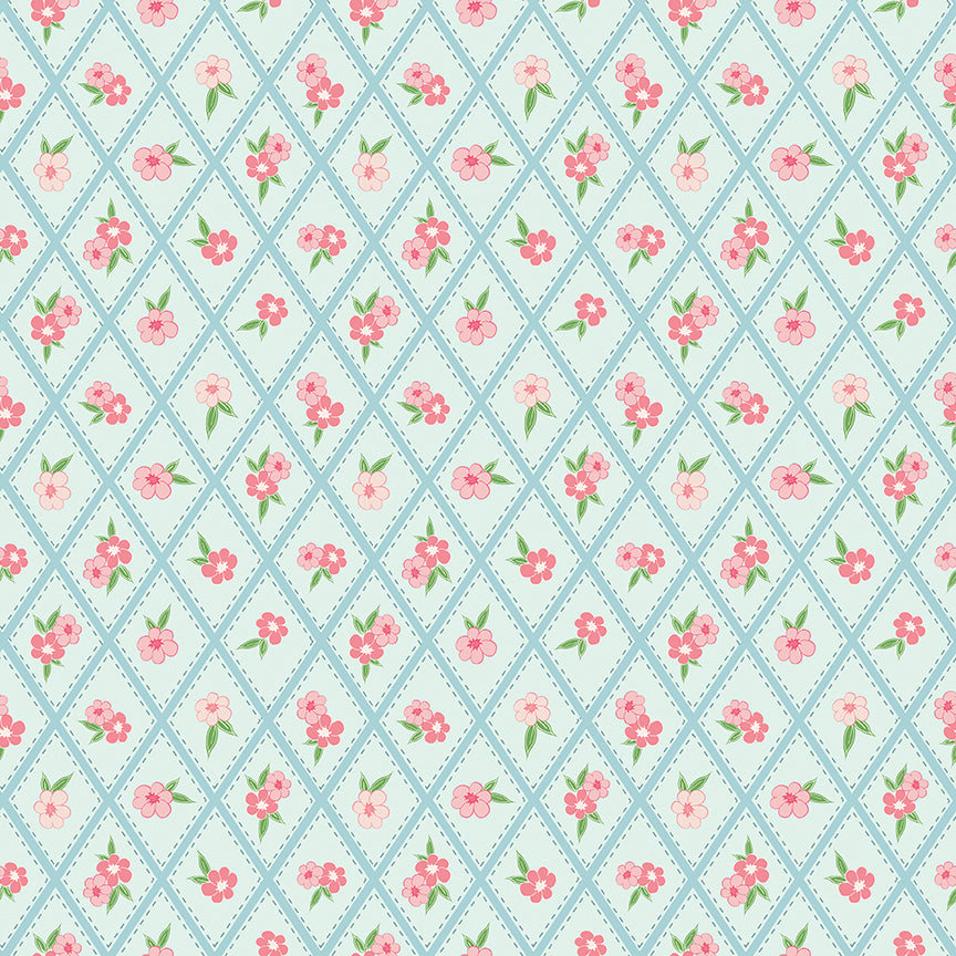 Fabric Riley Blake Washed Denim Stitched Flowers Correspondence by the Quarter Yard C17563-WASHEDDENIM