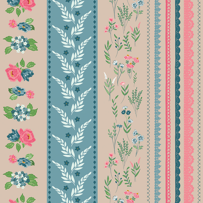 Fabric Riley Blake Wheat Wide Stripe Correspondence by the Quarter Yard C17566-WHEAT