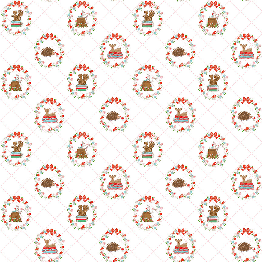 Fabric Riley Blake White Animals Whimsical Woodland by the Quarter Yard C17641-WHITE