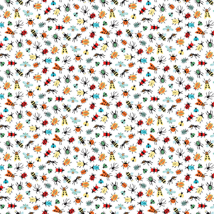 Fabric Riley Blake White Bug Life Happy Haven by the Quarter Yard C17623-WHITE