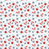 Pattern of red mugs, mittens, and snowflakes on a white background