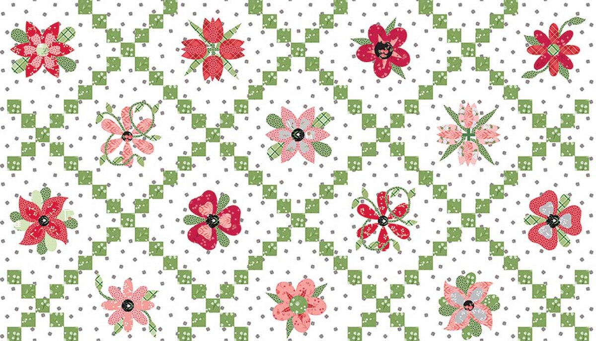 Fabric Riley Blake White Flower Chain Cheater Print Front Porch by the Quarter Yard C17219-WHITE