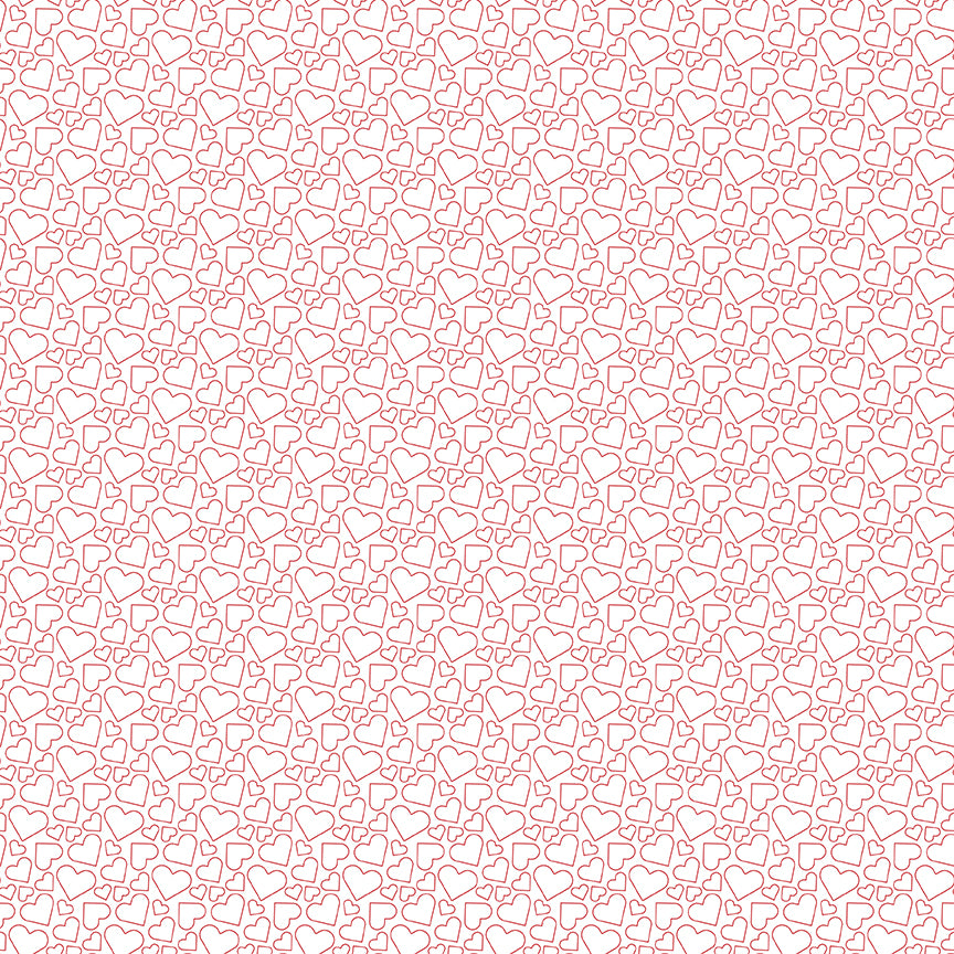 Fabric Riley Blake White Heart Outlines Seasonal Basics by the Quarter Yard C762-WHITE