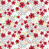 Pattern of red flowers with green leaves on a white background