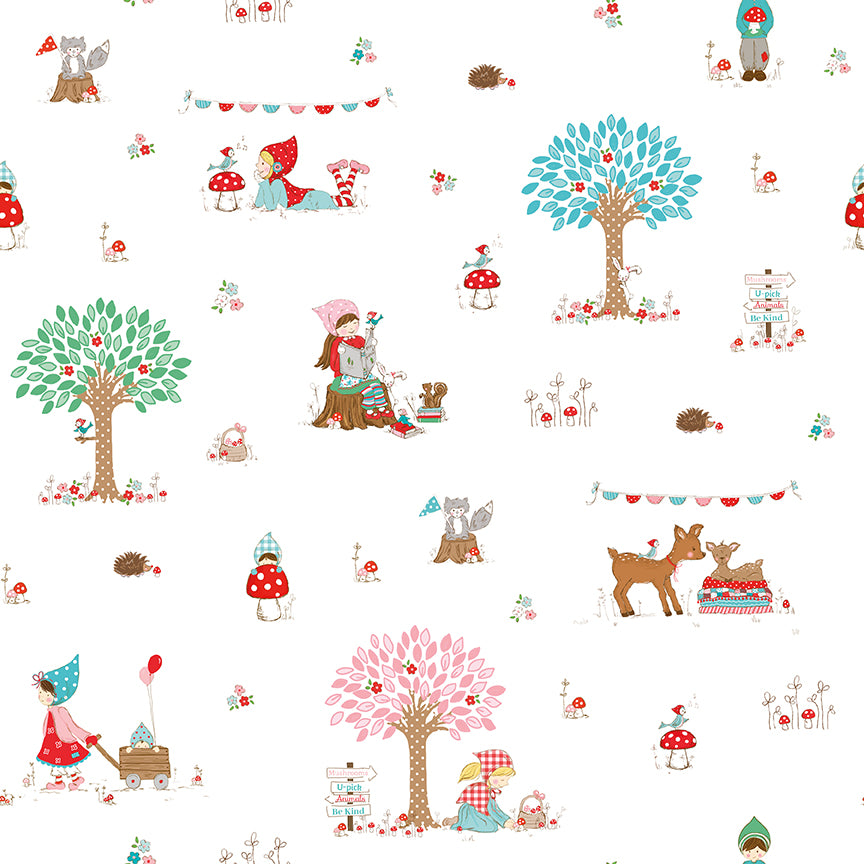 Fabric Riley Blake White Main Whimsical Woodland by the Quarter Yard C17640-WHITE