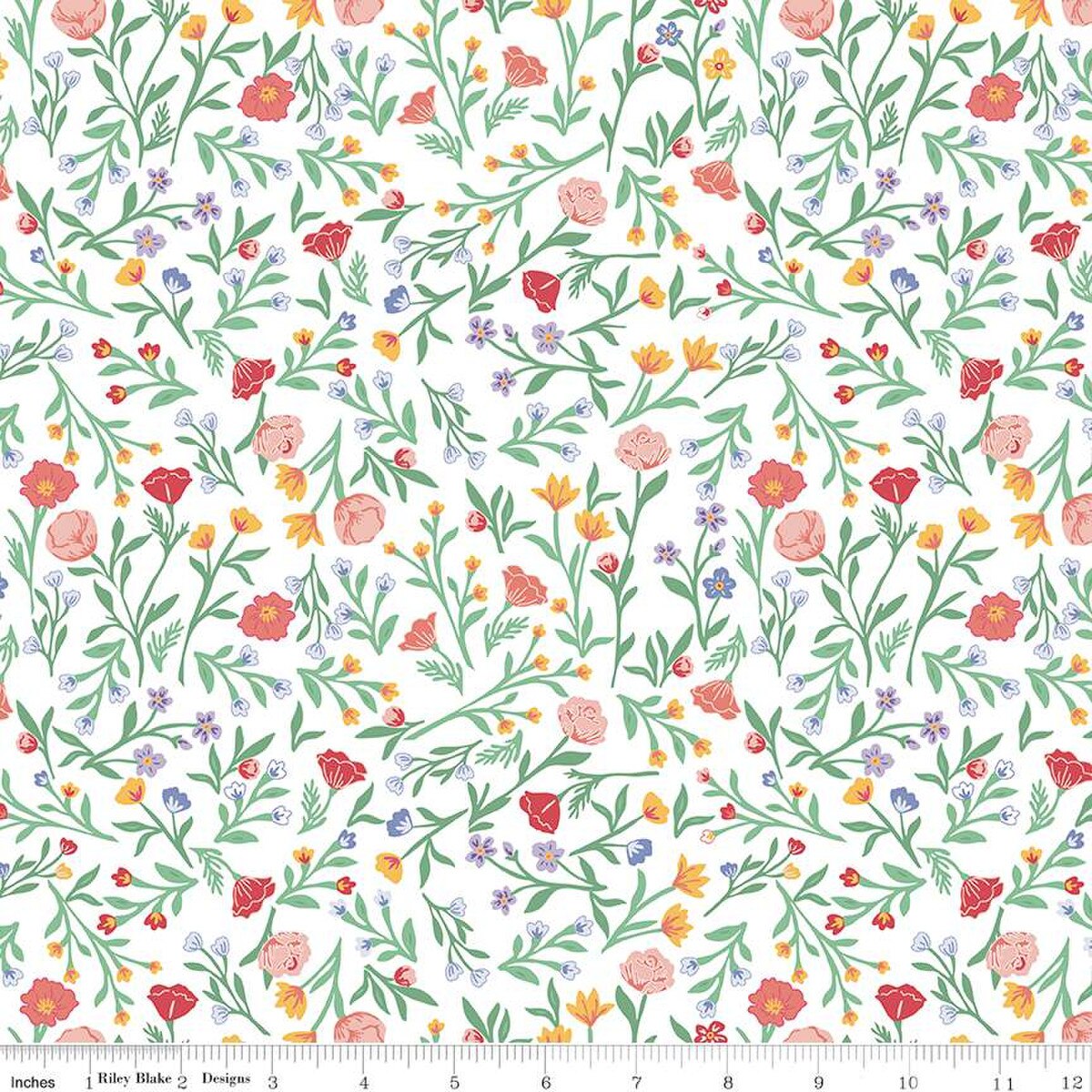 Fabric Riley Blake White Scattered Vine Simple Pleasures by the Quarter Yard C16654-WHITE