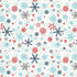 Pattern of colorful snowflakes on a light blue background