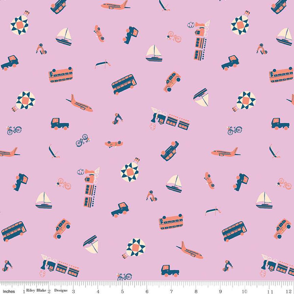 Fabric Riley Blake Wisteria Modes of Travel The Genesis of a Journey by the Quarter Yard C16932-WISTERIA