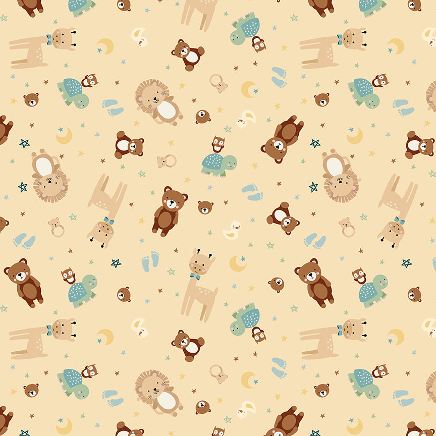 Fabric Riley Blake Yellow Animal Toss Baby Boy Designer Flannel by the Quarter Yard F17500-YELLOW