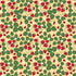 Pattern of strawberries, leaves, and flowers on a beige background