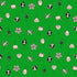 Pattern of various small illustrations on a green background