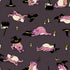 Pattern of cartoon frogs in witch costumes on a dark background